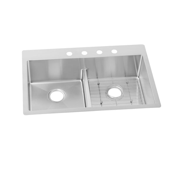 Elkay Crosstown Stainless Steel 33 X 22 X 9 Equal Double Bowl Dual Mount Sink Kit With Aqua Divide ECTSRA33229BG2 - main
